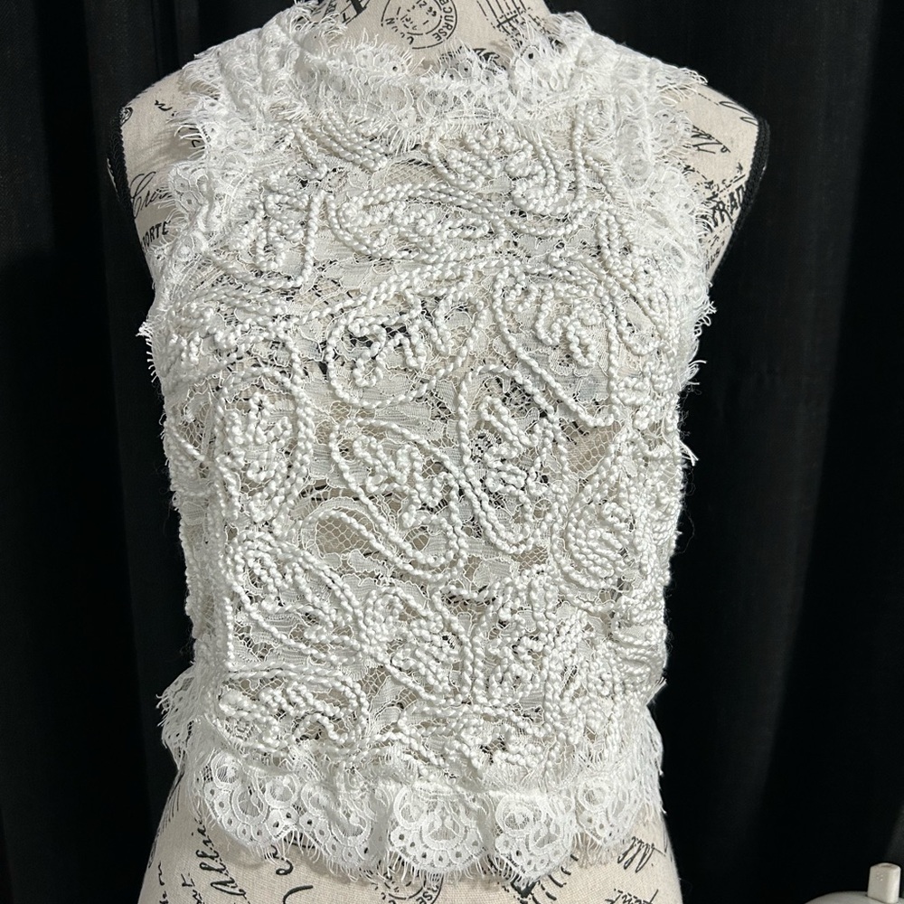 Zara White Lace Top with Zipper